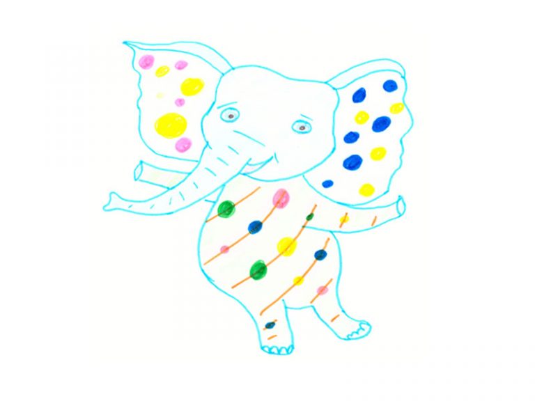 Der gepunktete Streifenelefant geht in den Zoo